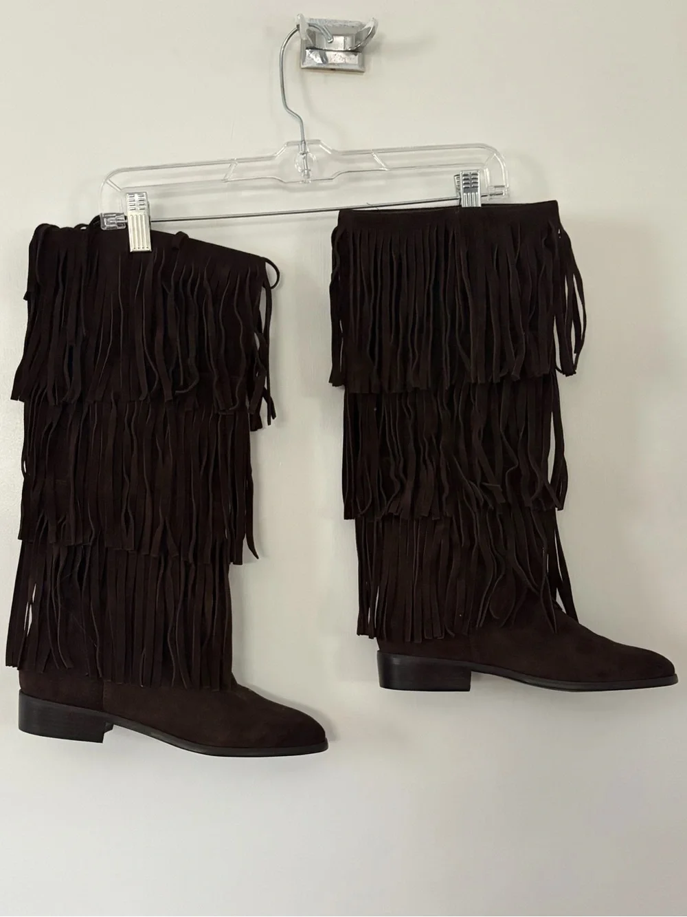 Steve Madden Dark Brown Suede Fringe Over-the-Knee Boots